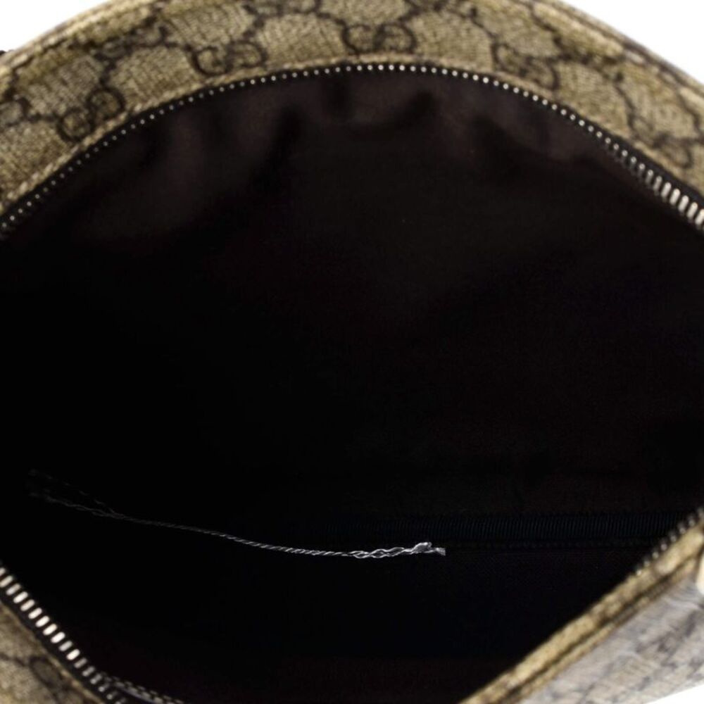 Gucci Front Zip Flat Messenger Bag GG Coated Canvas Medium Brown - Picture 5 of 9